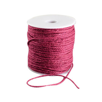 100 meter Hennep touw donker fuchsia 2 mm dikte