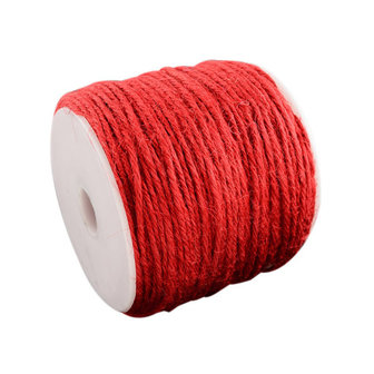 100 meter Hennep touw rood 2 mm dikte