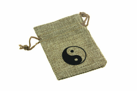 Jute look zakjes ying yang 7 x 9 cm