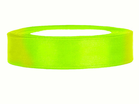 Satijn lint 2 cm breed neon geel