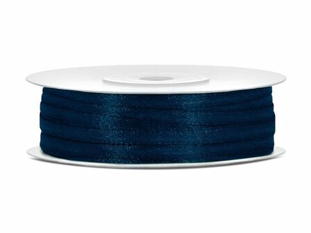 Satijn lint 3 mm donker blauw 91 meter rol