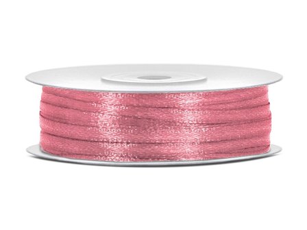 Satijn lint 3 mm breed oud roze 90 meter rol