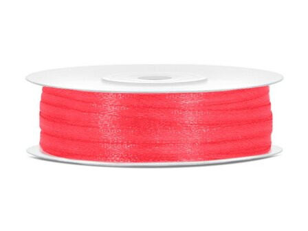 Satijn lint 3 mm breed bubbel roze 90 meter rol