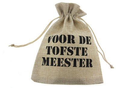 Jute look zakjes voor de tofste meester 13 x 18 cm