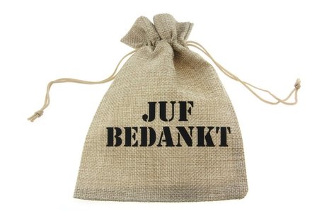 Jute look zakjes juf bedankt 13 x 18 cm