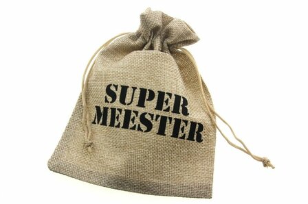 Jute look zakjes super meester 13 x 18 cm