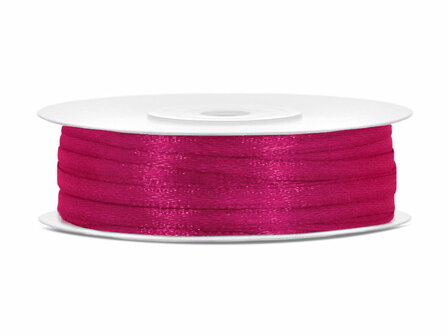 Satijn lint 3 mm breed fuchsia 91 meter rol