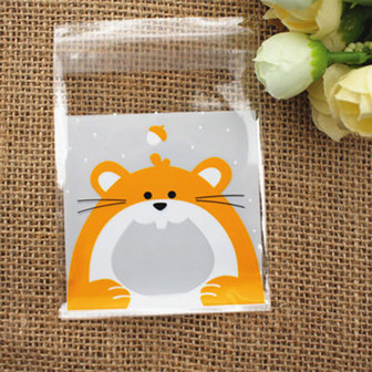 Cellofaan zakjes met plakstrip hamster 10 stuks