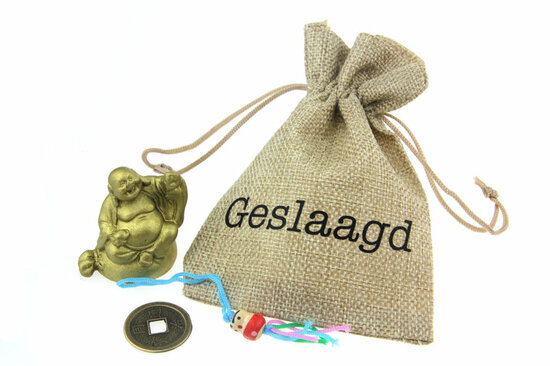 Jute look gelukszakje geslaagd