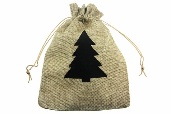 Jute look zakjes 20 x 30 cm kerstboom zwart