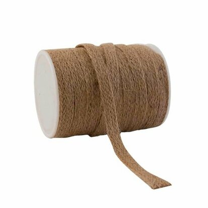 Jute lint naturel gevlochten 12 mm breed 20 meter rol