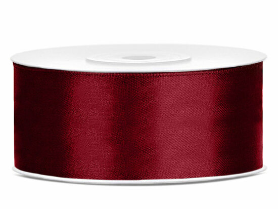 Satijn lint 25 mm bordeaux rood 6 meter