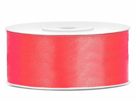 Satijn lint 25 mm neon fuchsia 6 meter