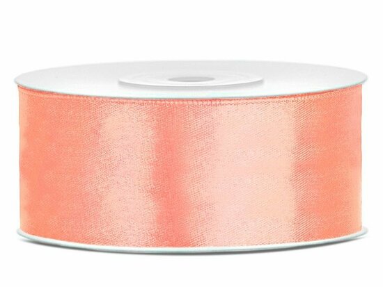 Satijn lint 25 mm zalm roze 6 meter