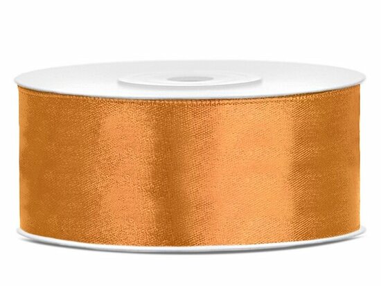 Dubbelzijdig satijn lint 25 mm oud goud