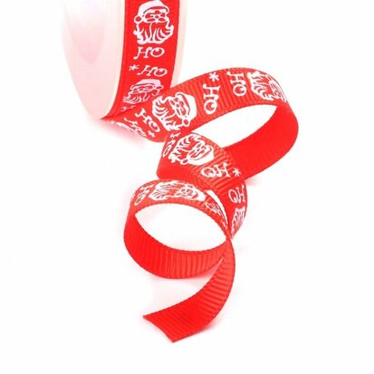 Grosgrain lint kerstlint rood kerstman ho ho ho 9 mm breed