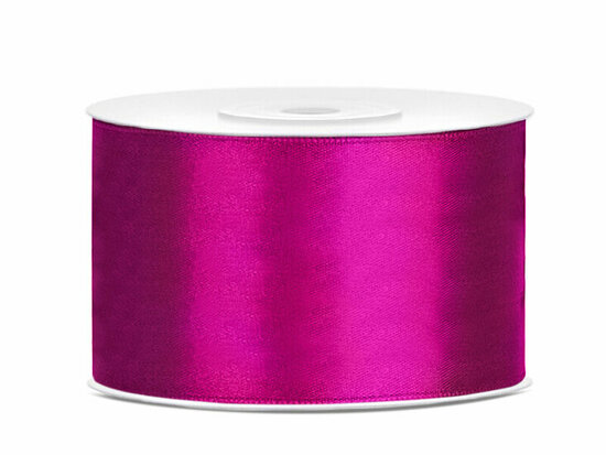 Satijn lint 38 mm breed donker fuchsia 6 meter