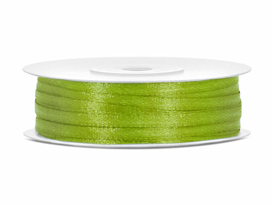 10 meter Satijn lint 3 mm lime groen