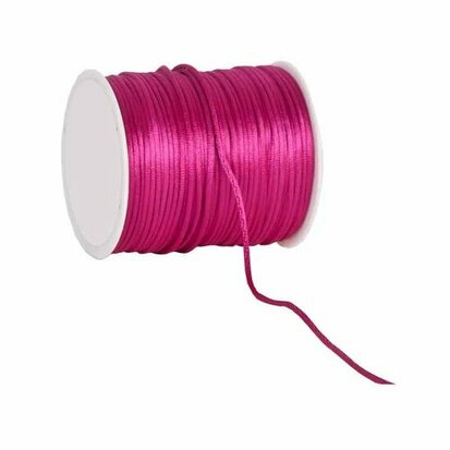 Satijn koord 2 mm fuchsia rol 100 meter