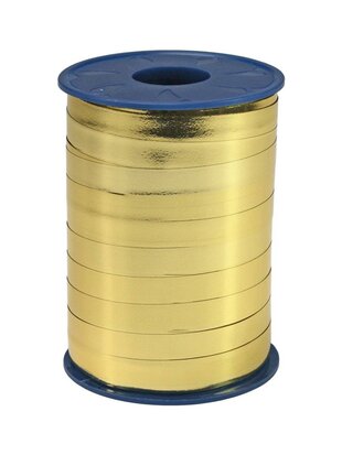 Krullint metallic goud 1 cm breed rol 250 meter