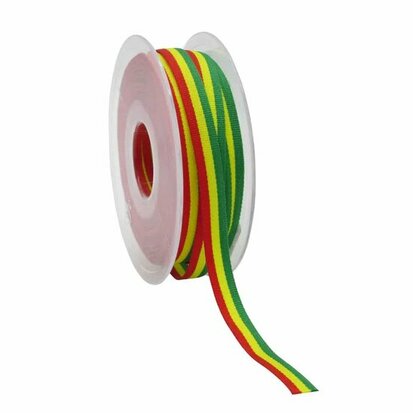 Lint carnaval 10 mm breed rood geel groen