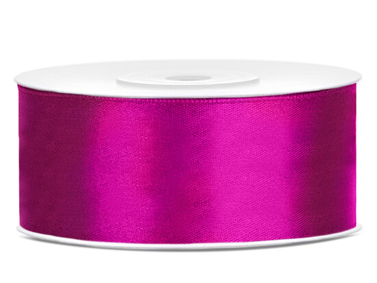 Donker fuchsia satijn lint 25 mm breed