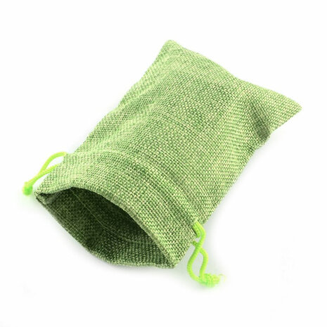 Jute zakje lime groen 9.5 x 13.5 cm