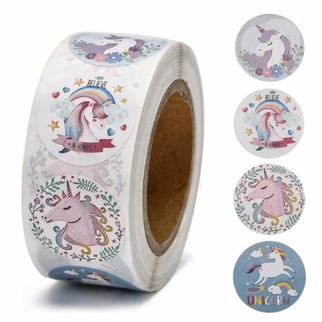 Stickers rond unicorn 10 stuks