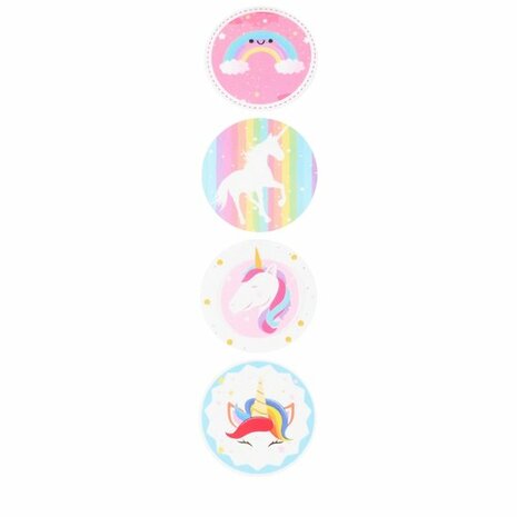 Stickers rond unicorn rainbow 10 stuks